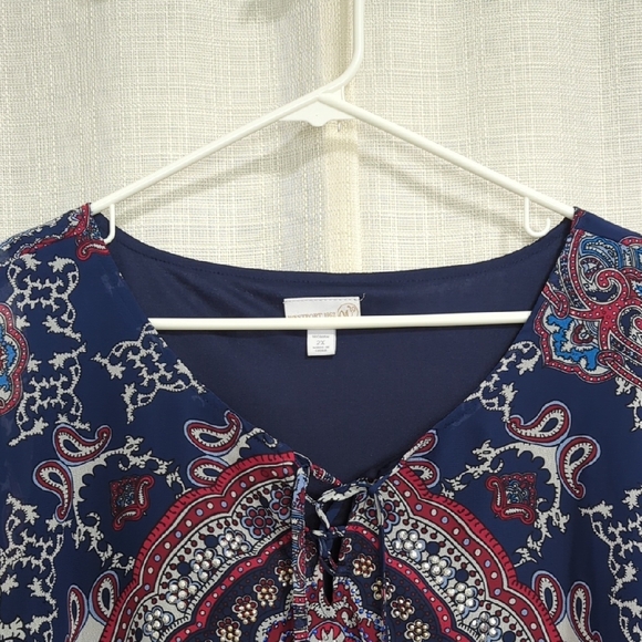 Westport 1962 Navy Paisley Women's Top 2x Lightweight - Picture 3 of 12